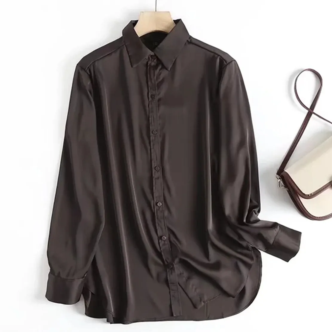 Dave&Di England Style Fashion Simple Brown Blouse Satin Office Lady Elegant Loose Shirts Casual Blouse Women Tops
Dave&Di England Style Fashion Simple Brown Blouse Satin Office Lady Elegant Loose Shirts Casual Blouse Women Tops