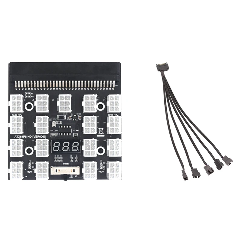 15-Pin SATA To 5 Fan Adapter Cable & Breakout Board 17 Port 6Pin LED Display Power Module For HP 1200W 750W PSU GPU
15-Pin SATA To 5 Fan Adapter Cable & Breakout Board 17 Port 6Pin LED Display Power Module For HP 1200W 750W PSU GPU