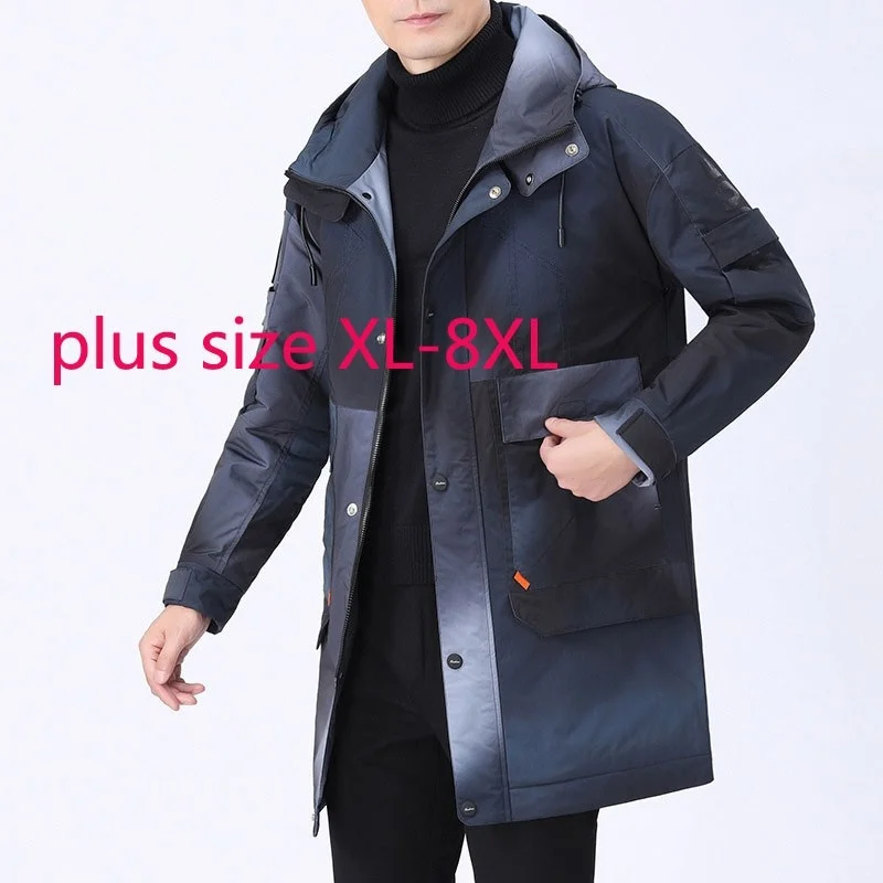 Новое поступление, модная большая зимняя одежда Suepr для молодых мужчин с капюшоном, длинная стеганая одежда, утепленная ветровка, искусственная кожа, 6XL, 7XL, 8XL 
Новое поступление, модная большая зимняя одежда Suepr для молодых мужчин с капюшоном, длинная стеганая одежда, утепленная ветровка, искусственная кожа, 6XL, 7XL, 8XL