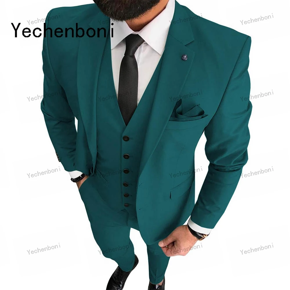 

Yechenboni 2023 мужские костюмы из 3-х предметов для мужчин индивидуальный пошив смокинг для Жениха Лучший человек Свадебный Мужской костюм Terno Masculino (пиджак + брюки + жилет)