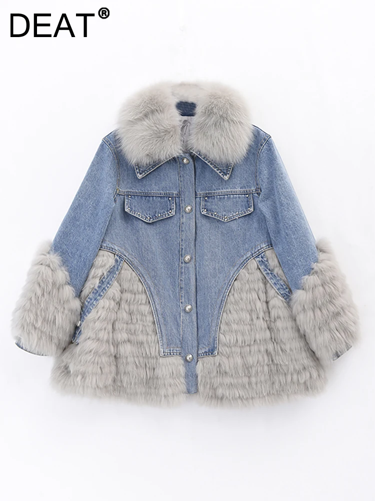 DEAT Women's Denim Coat Patchwork Thick Plush Collar Cotton Padded Warm Long Sleeve Jackets 2023 Winter New Fashion 29L3273
DEAT Women's Denim Coat Patchwork Thick Plush Collar Cotton Padded Warm Long Sleeve Jackets 2023 Winter New Fashion 29L3273