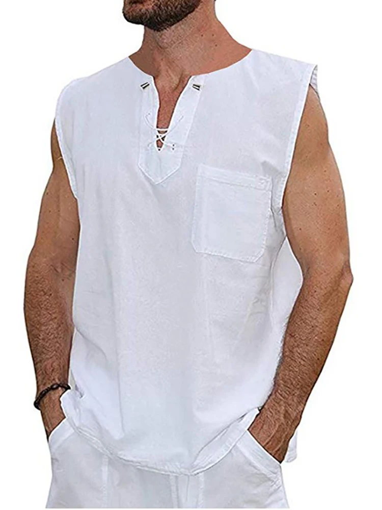 2022 Summer Casual Sleeveless Vest Shirts Men Harajuku Solid Loose Tank Tops V-Neck Men's Clothing New Fashion Pocket Streetwear
2022 Summer Casual Sleeveless Vest Shirts Men Harajuku Solid Loose Tank Tops V-Neck Men's Clothing New Fashion Pocket Streetwear