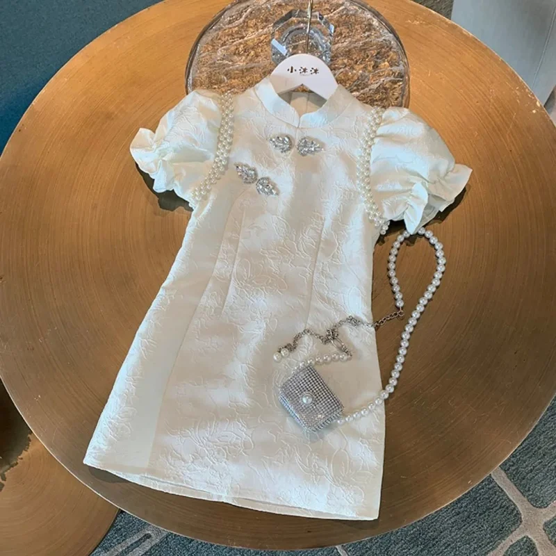 Cheongsam Girls Baby Slim Dress Children's Chinese Style Clothing Girl Baby Summer Short-sleeved Chinese Hanfu Tang Suit
Cheongsam Girls Baby Slim Dress Children's Chinese Style Clothing Girl Baby Summer Short-sleeved Chinese Hanfu Tang Suit