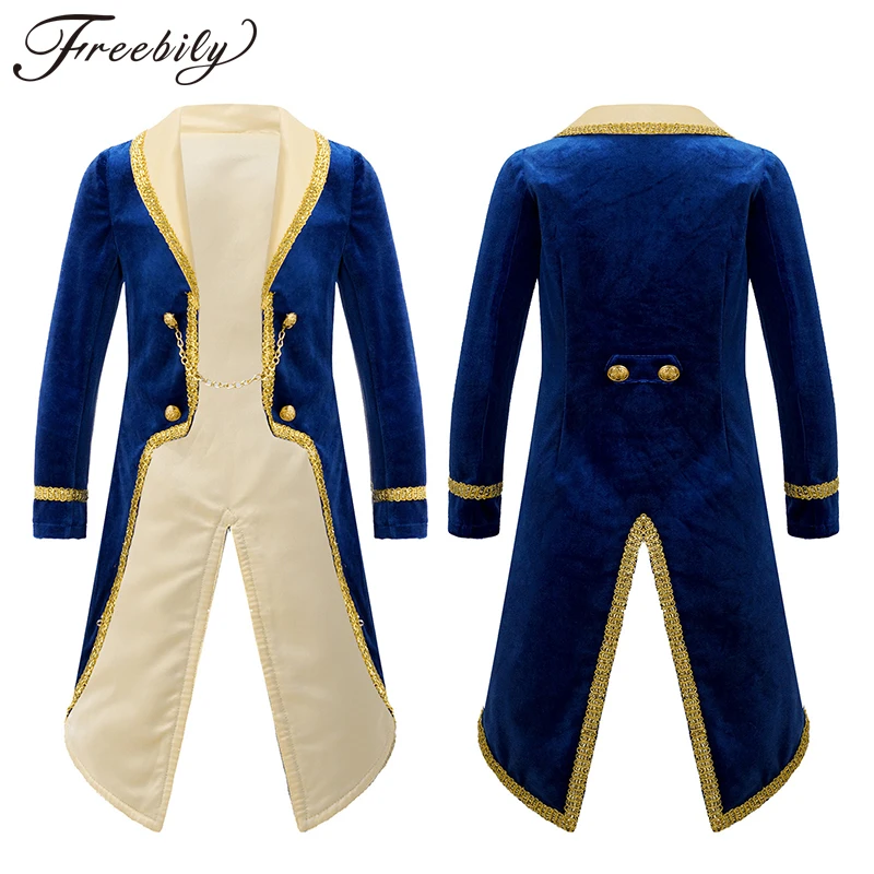 Kids Boys Vintage Long Sleeve Tuxedo Coat Royal Court Cosplay Costume Prince Dress Up Halloween Birthday Party Role Play Props 
Kids Boys Vintage Long Sleeve Tuxedo Coat Royal Court Cosplay Costume Prince Dress Up Halloween Birthday Party Role Play Props