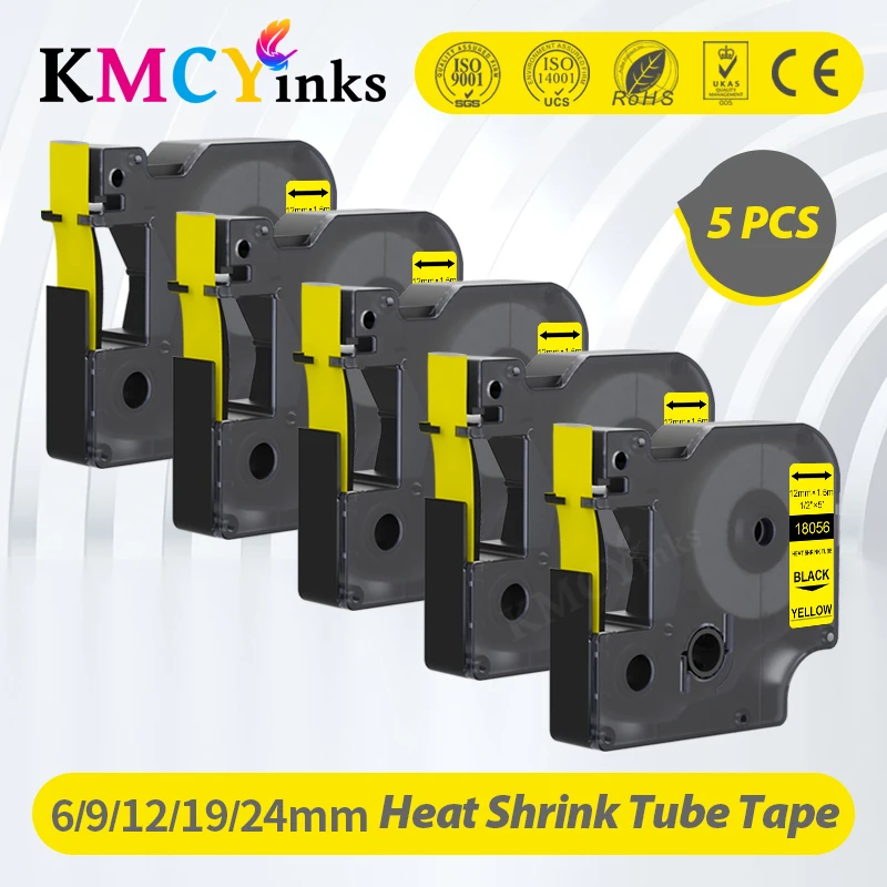 5Pack KMCYinks 18055 18056 12mm for Dymo Rhino Heat Shrink Tubes Label Tape Black on White for Rhino Industrial Label Pirnter
5Pack KMCYinks 18055 18056 12mm for Dymo Rhino Heat Shrink Tubes Label Tape Black on White for Rhino Industrial Label Pirnter