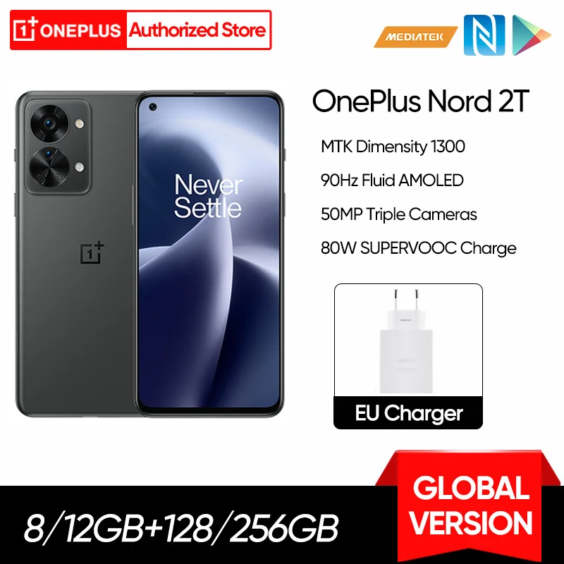 

OnePlus Nord 2T Global Version MTK Dimensity 1300 5G Smartphones 8GB 128GB Mobile Phone 80W Fast Charge 90Hz AMOLED 50MP Camera