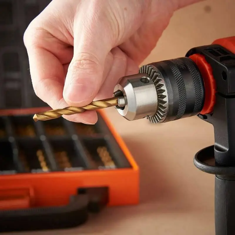 99Pcs 1.5mm-10mm Titanium Coated Twist Drill Bit High Steel for Woodworking Metal Plastic And Aluminum HSS Drill Bit Set w Case
99Pcs 1.5mm-10mm Titanium Coated Twist Drill Bit High Steel for Woodworking Metal Plastic And Aluminum HSS Drill Bit Set w Case
