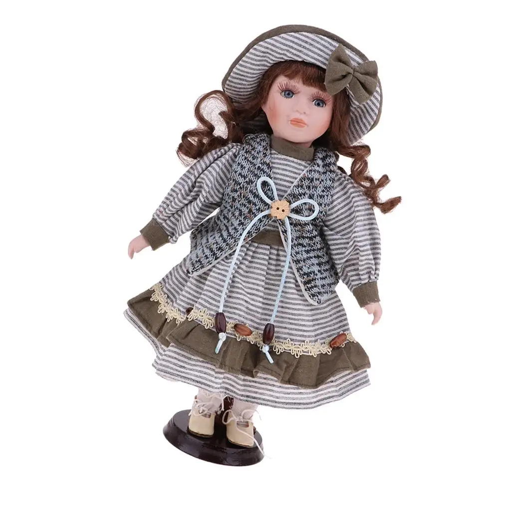 30cm Porcelain Doll Victorian Girl Standing Figures with Wooden Stand Kids Adult Collections
30cm Porcelain Doll Victorian Girl Standing Figures with Wooden Stand Kids Adult Collections