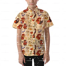 The Lion King Simba Childrens Hawaiian Shirt Boys Girls Short Sleeve Button-Down Shirt Disney Hawaiian Casual Beach Shirt Kids