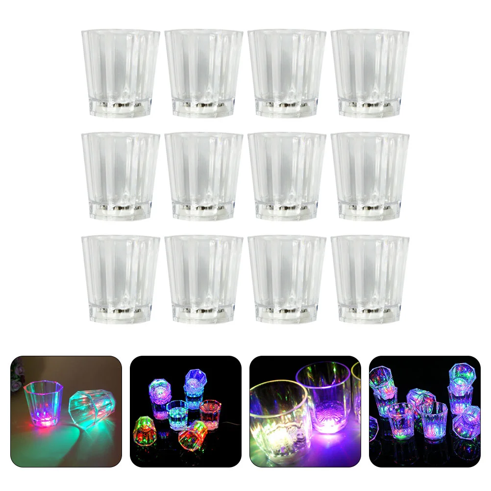 

12 Pcs Luminous Octagonal Cup Glow Toys Lighted Party Cups Switch LED Shot Glasses Plastic Light LED Glow Cups Child