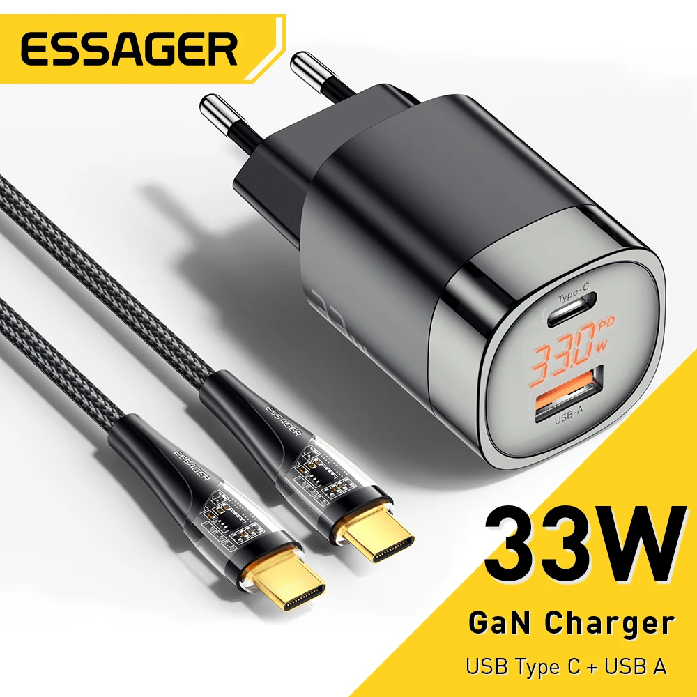 Essager 33W GaN Charger Digital Display PD USB C Charger Portable Fast Charger For iPad iPhone 13 12 Pro Max Xiaomi Poco Charger
Essager 33W GaN Charger Digital Display PD USB C Charger Portable Fast Charger For iPad iPhone 13 12 Pro Max Xiaomi Poco Charger