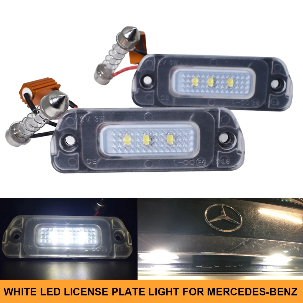 

2pcs Canbus No Error LED License Plate Lights For Mercedes Benz W164 X164 W251 ML GL R Class Car Tail Number Lamp White