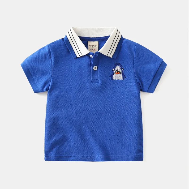 Anime Shark Embroidery Branded children's short-sleeved polo shirt Pure cotton fashion youthful vitality children's t-shirt top
Anime Shark Embroidery Branded children's short-sleeved polo shirt Pure cotton fashion youthful vitality children's t-shirt top