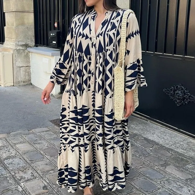 Elegant Summer Maxi Dress Women 2023 Casual Streetwear Vintage Geometric V Neck Boho Beach Long Loose Dresses Female Vestidos
Elegant Summer Maxi Dress Women 2023 Casual Streetwear Vintage Geometric V Neck Boho Beach Long Loose Dresses Female Vestidos