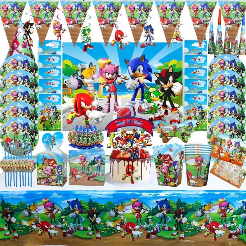 New Sonic Theme Kids Birthday Party Kit Disposable Cutlery Cartoon Paper Plate Cup Balloon Baby Shower Party Decorations
New Sonic Theme Kids Birthday Party Kit Disposable Cutlery Cartoon Paper Plate Cup Balloon Baby Shower Party Decorations