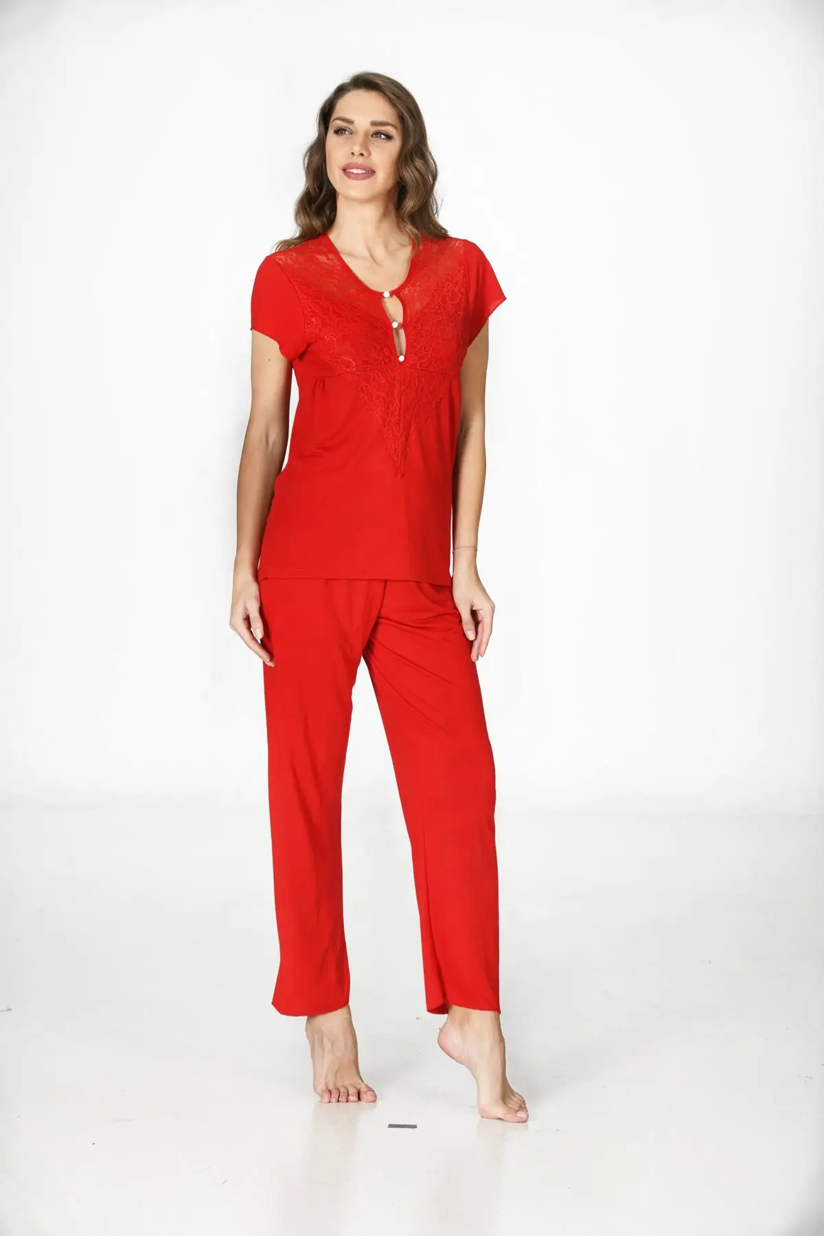 Combed cotton Pajamas Suit women's home clothing flexible fabric short-sleeve casual cut two piece set
Combed cotton Pajamas Suit women's home clothing flexible fabric short-sleeve casual cut two piece set