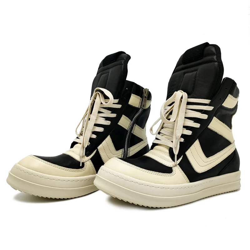 Streetwear Trendy High Top Genuine Leather Shoes Men's Casual Trainer Thick Bottom Lace-up Platform Sneakers Women Luxury Boots
Streetwear Trendy High Top Genuine Leather Shoes Men's Casual Trainer Thick Bottom Lace-up Platform Sneakers Women Luxury Boots