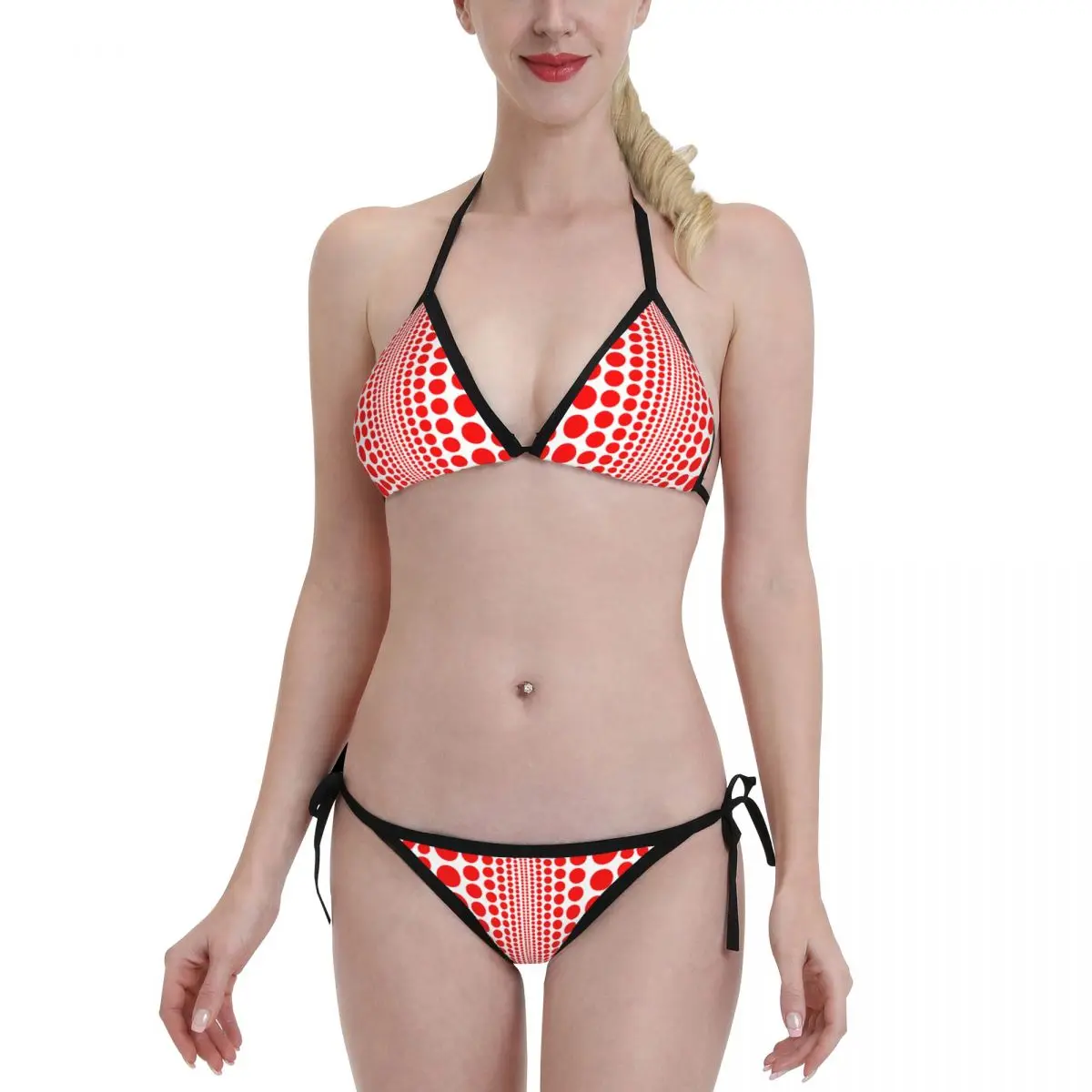 

Yayoi Kusama Red Polka Dots Sexy Bikini Set New Halter Swimsuit Women Bather Swimming Suit Summer Biquini XXL