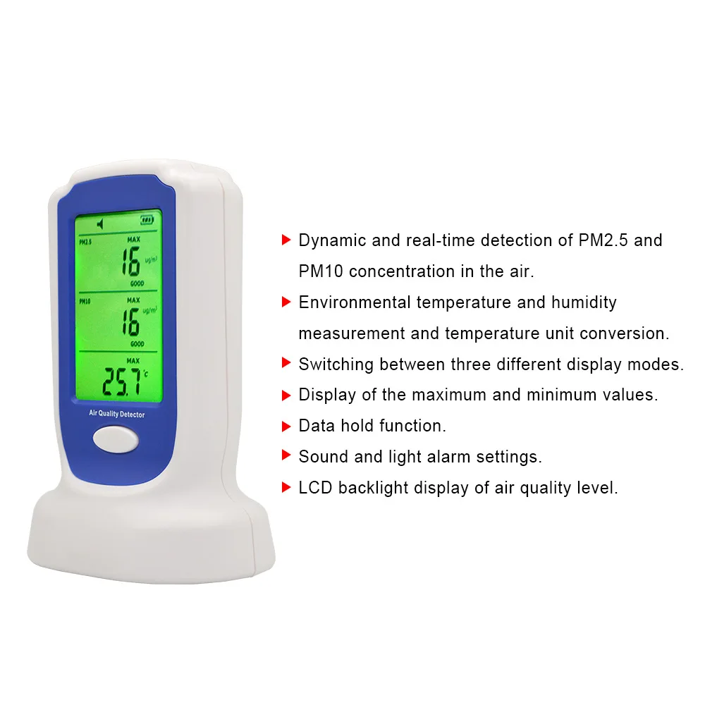Air Quality Detector GM8803 Digital Gas Analyzer Tester Meter Rechargeable PM2.5 PM10 Air Quality Monitor Sensor Pollution
Air Quality Detector GM8803 Digital Gas Analyzer Tester Meter Rechargeable PM2.5 PM10 Air Quality Monitor Sensor Pollution