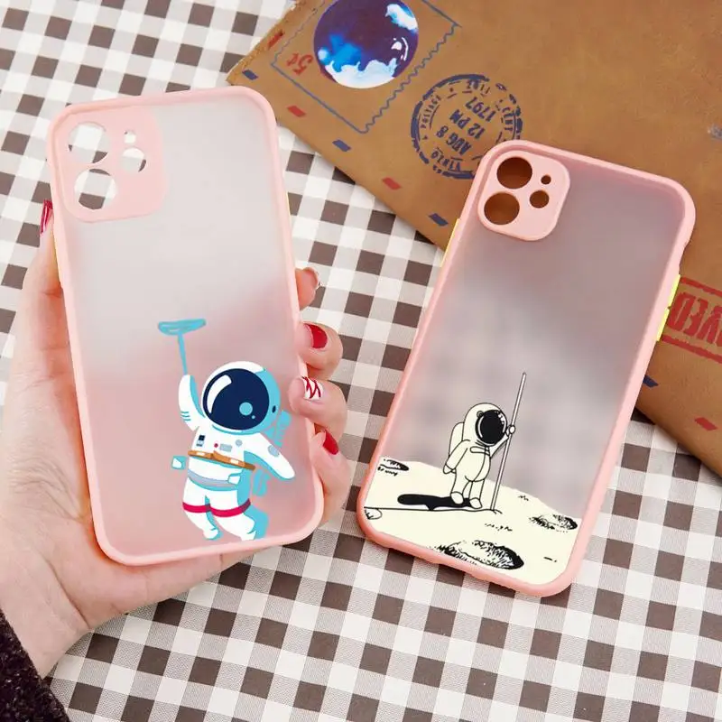 Cartoon astronaut Phone Case Pink Color Matte Transparent For iPhone 13 12 11 Pro Max Mini X XR XS 7 8 Plus
Cartoon astronaut Phone Case Pink Color Matte Transparent For iPhone 13 12 11 Pro Max Mini X XR XS 7 8 Plus