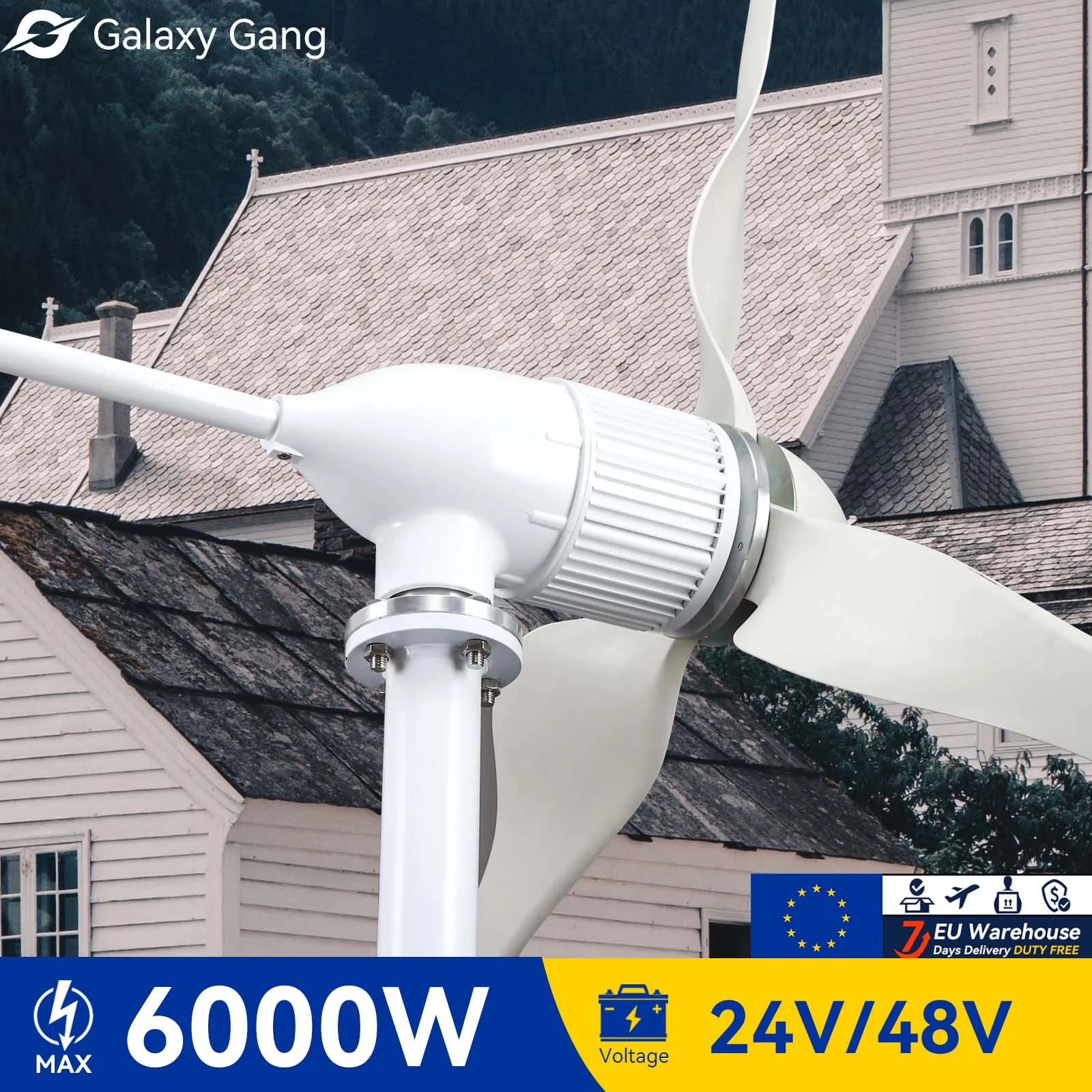 Galaxy Gang 6000w Windmill Turbine Generator Kit 6kw Power 3Blade 24V 48V With MPPT Controller Off Grid Inverter System ModelM6 
Galaxy Gang 6000w Windmill Turbine Generator Kit 6kw Power 3Blade 24V 48V With MPPT Controller Off Grid Inverter System ModelM6