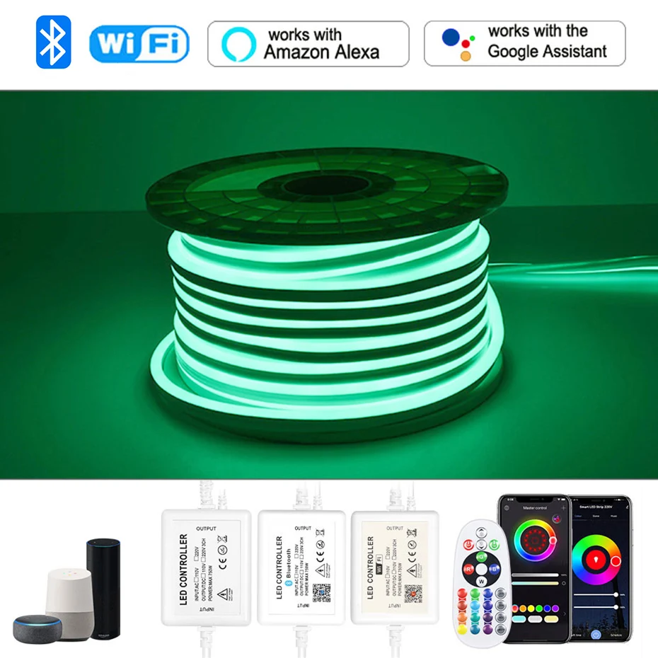 Smart WiFi RGB Neon Light 220V Waterproof Led Strips 5050 SMD 72Leds/M Colorful Led Ribbon Outdoor Decoration Bluetooth Remote
Smart WiFi RGB Neon Light 220V Waterproof Led Strips 5050 SMD 72Leds/M Colorful Led Ribbon Outdoor Decoration Bluetooth Remote