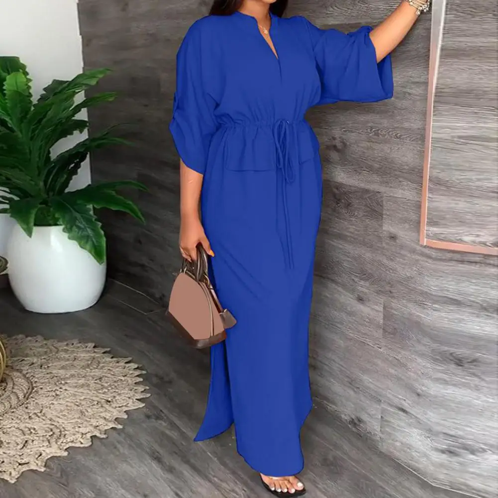 Ladies Spring Summer Dress Stand-up Collar Fashion Dolman Sleeve Split Dress Lace-up Waist Solid Color Dress Women Streetwear
Ladies Spring Summer Dress Stand-up Collar Fashion Dolman Sleeve Split Dress Lace-up Waist Solid Color Dress Women Streetwear