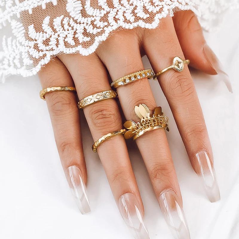 6 Pcs Gold Color Rings Sets For Women Aesthetic Y2K 2023 Trendy Tassel Jewelry New Accessories Loverly Gift Free Shipping
6 Pcs Gold Color Rings Sets For Women Aesthetic Y2K 2023 Trendy Tassel Jewelry New Accessories Loverly Gift Free Shipping