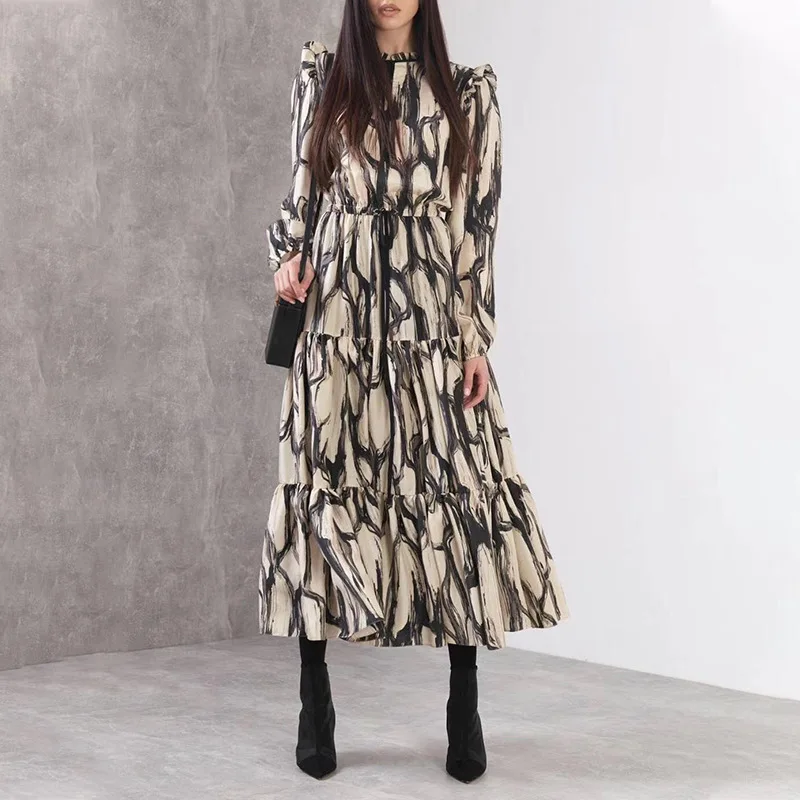 Women's Dress 2023 Spring New Elegant Trend Ink Printing Lace Women's Dress Korean Fashion Seaside Lace Up Women's Long Dress
Women's Dress 2023 Spring New Elegant Trend Ink Printing Lace Women's Dress Korean Fashion Seaside Lace Up Women's Long Dress