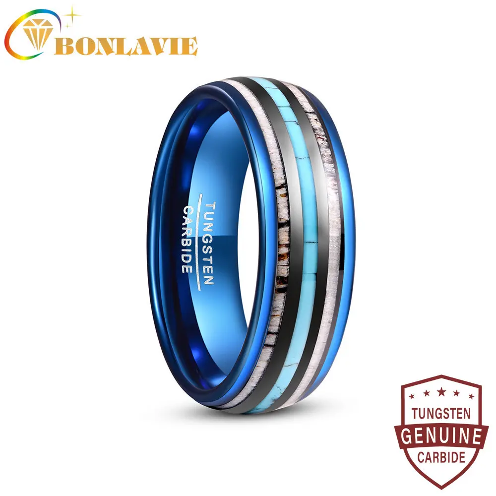 BONLAVIE 8mm Electroplating Blue Inlaid Antlers + Turquoise Tungsten Carbide Ring for Men Fashion Wedding Jewelry Size 7-11
BONLAVIE 8mm Electroplating Blue Inlaid Antlers + Turquoise Tungsten Carbide Ring for Men Fashion Wedding Jewelry Size 7-11