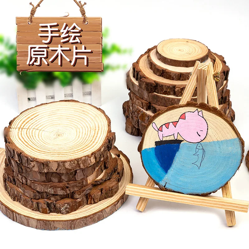 

3-12cm Thick 1 Pack Natural Pine Round Unfinished Wood Slices Circles With Tree Bark Log Discs DIY Crafts Wedding Party Painting