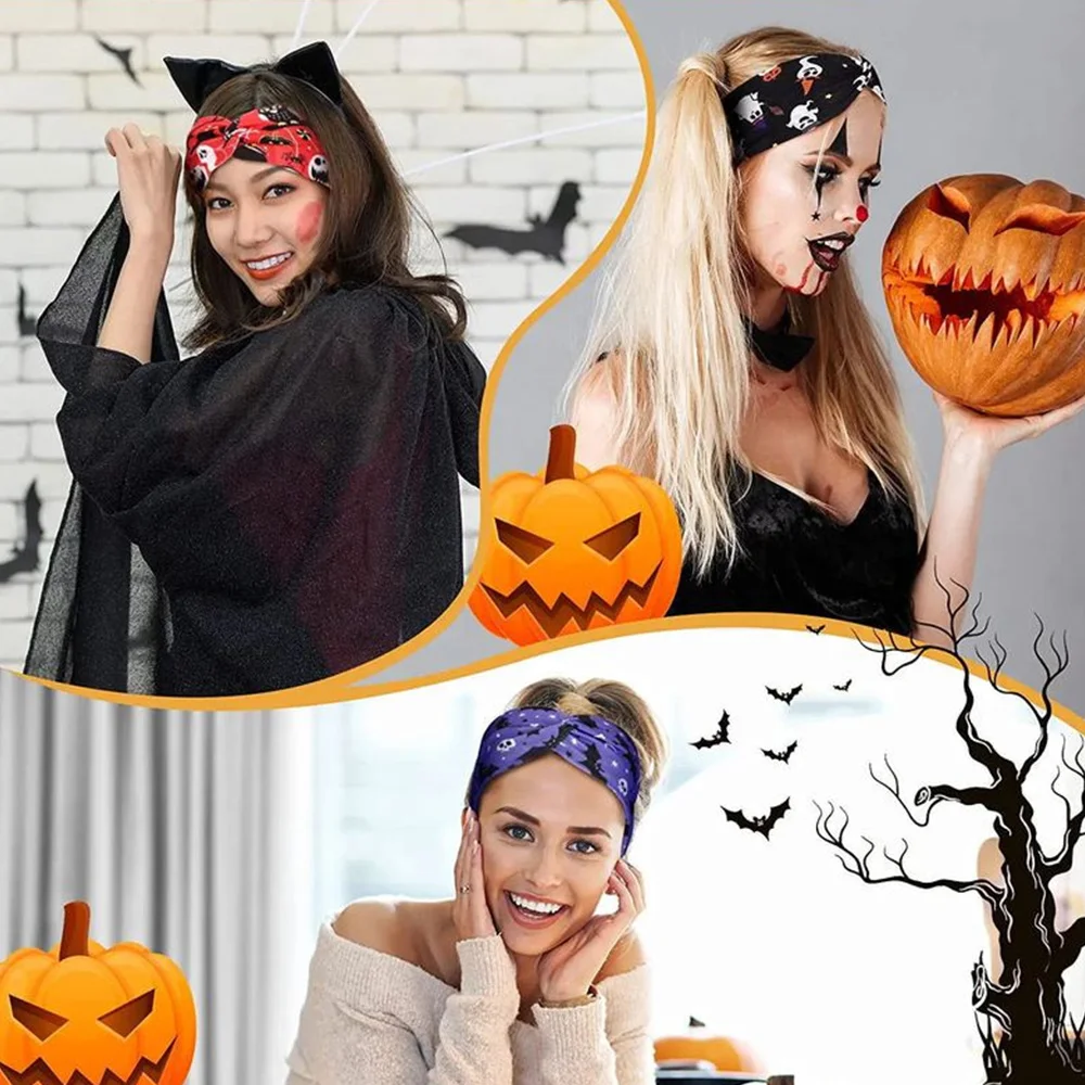 Halloween Print Headbands Multi-style Skull Pumpkin Pattern Knot Wide Elastic Hair Band Unisex Fashion Festival Hair Accessories
Halloween Print Headbands Multi-style Skull Pumpkin Pattern Knot Wide Elastic Hair Band Unisex Fashion Festival Hair Accessories