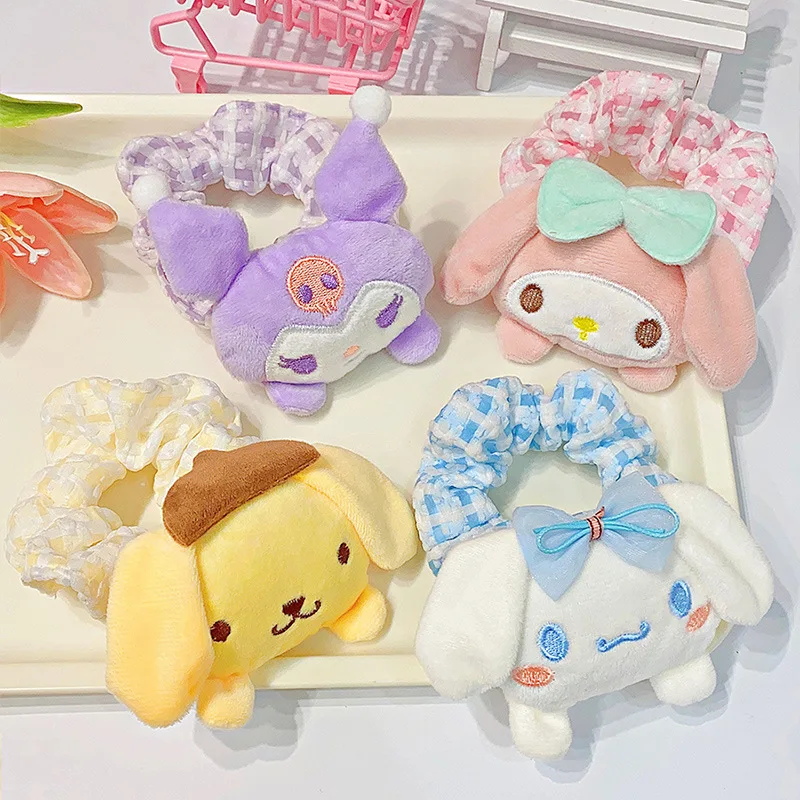 

Anime Sanrio Hair Tie Kawaii My Melody Kuromi Cinnamoroll Large Intestine High Ponytail Hair Circle Girls Head Rope Accessory