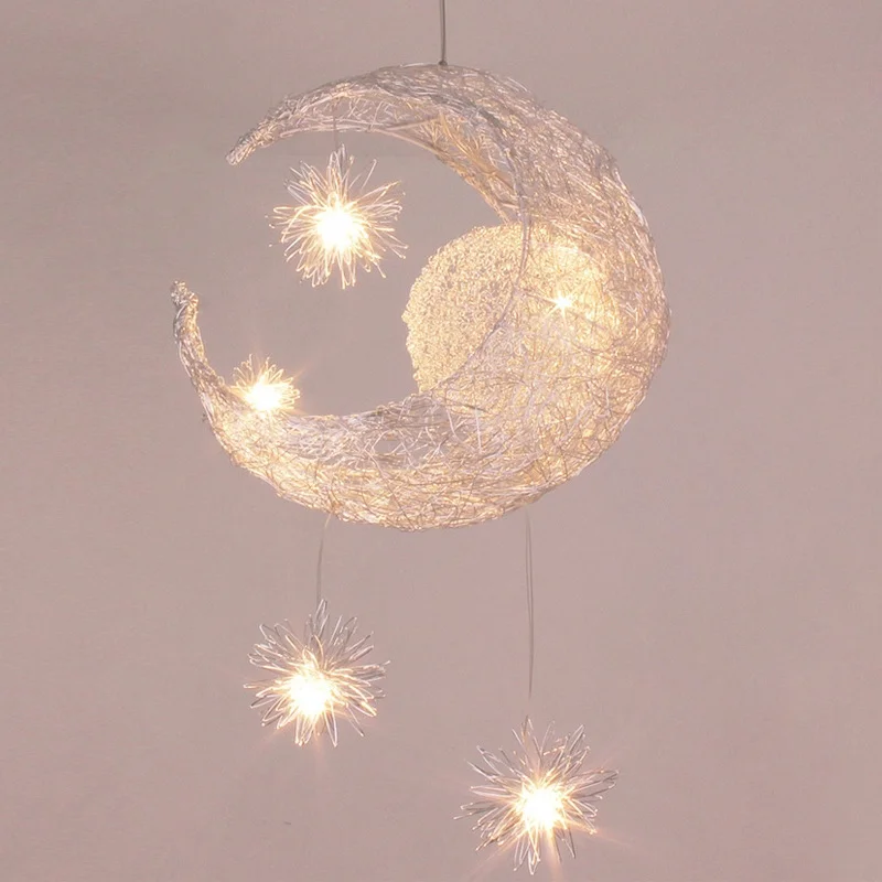 Modern Creative Pendant Light Moon Star Kids Bedroom Hanging Lamp Ramadan Christmas Decorations for Home Ceiling Light Fixture
Modern Creative Pendant Light Moon Star Kids Bedroom Hanging Lamp Ramadan Christmas Decorations for Home Ceiling Light Fixture