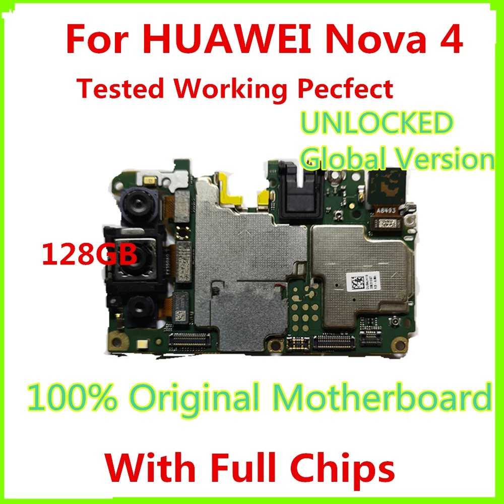 

Original Work Well Unlocked For Huawei NOVA4 Motherboard Mainboard For Huawei Nova 4 Logic Board 128GB With Chips