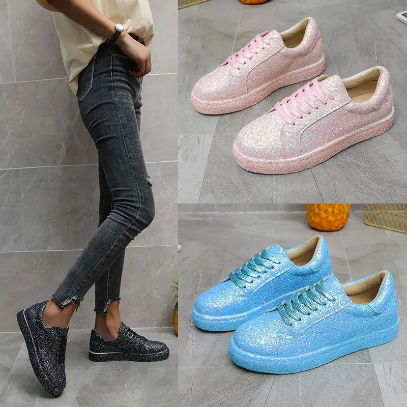 Spring New Women Lace Up Sneakers Flat-soled Student Casual Shoes Ladies Bling Female Fashion Platform Plus Size Flat Shoes
Spring New Women Lace Up Sneakers Flat-soled Student Casual Shoes Ladies Bling Female Fashion Platform Plus Size Flat Shoes