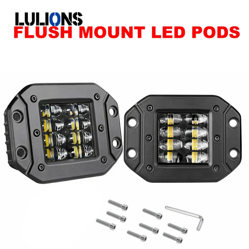 

5 Inch 40W Flush Mount LED Work Light Bar for Car Truck Offroad Boat 4WD ATV Spot Beam LED Pods Driving Fog Light Lenses 12V 24V