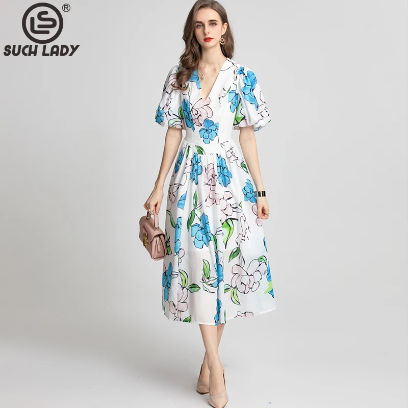 Women's Runway Dress V Neck Short Sleeves Printed A Line Fashion Summer Holiday Vestidos
Women's Runway Dress V Neck Short Sleeves Printed A Line Fashion Summer Holiday Vestidos
