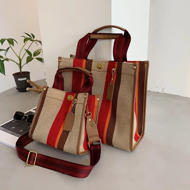 Women's Handbag Canvas Tote Bag Retro Color Matching Broadband Large Capacity Shoulder Crossbody
Women's Handbag Canvas Tote Bag Retro Color Matching Broadband Large Capacity Shoulder Crossbody
