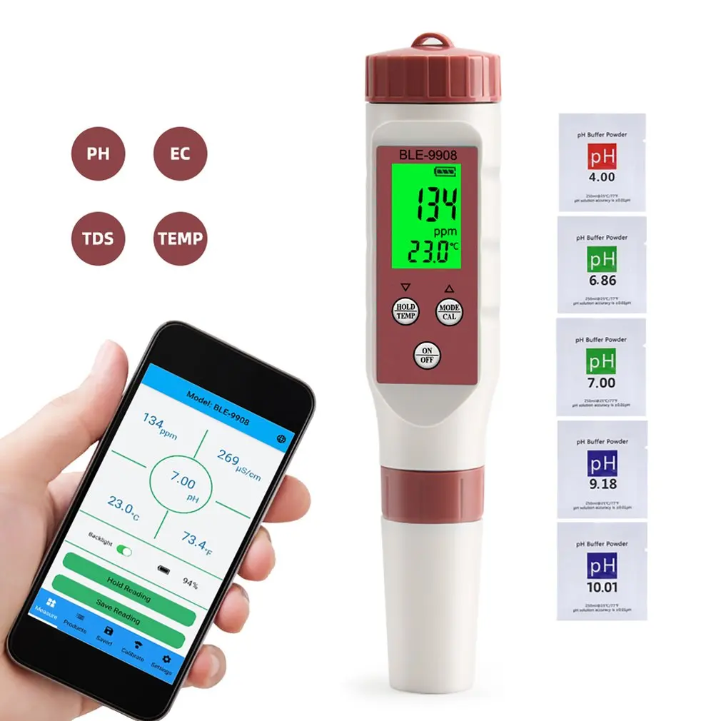 4 в 1 Temp TDS EC PH метр Онлайн синий зуб тестер качества воды APP контроль для питьевой лаборатории аквариума
4 в 1 Temp TDS EC PH метр Онлайн синий зуб тестер качества воды APP контроль для питьевой лаборатории аквариума