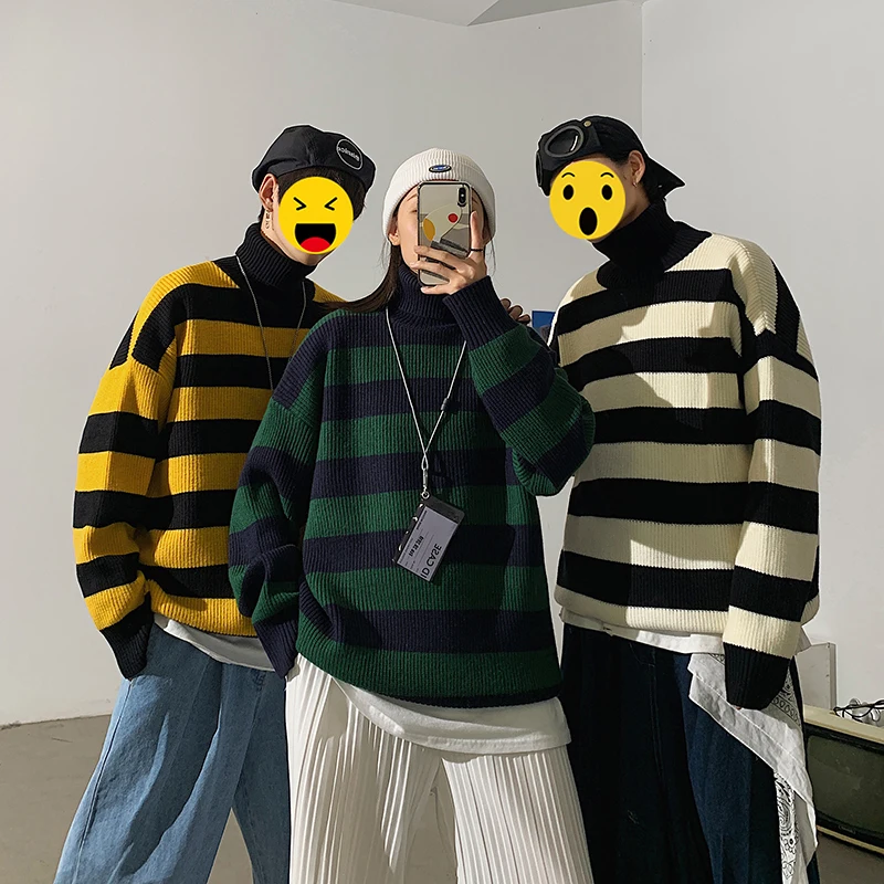 Brand New Couple Sweaters Unisex Trend High Neck Tops Korean Fashion Striped Y2k Pullovers Shirts Jumpers Knitwear Bottoming
Brand New Couple Sweaters Unisex Trend High Neck Tops Korean Fashion Striped Y2k Pullovers Shirts Jumpers Knitwear Bottoming