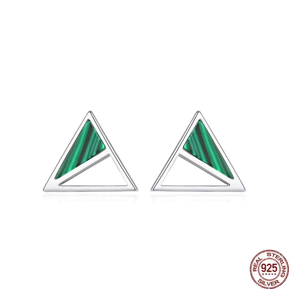 

BABIQU New Real 925 Sterling Silver Turquoise Created Triangle Stud Earrings for Women Fine Jewelry Boucle D'oreille Gift Se0426