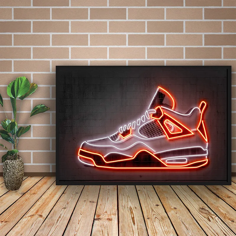 Neon Sign Sneaker Shoes Canvas Paintings on The Wall Art Poster and Print Fashion Sport Shoes Pictures for Boy's Room Home Decor
Neon Sign Sneaker Shoes Canvas Paintings on The Wall Art Poster and Print Fashion Sport Shoes Pictures for Boy's Room Home Decor