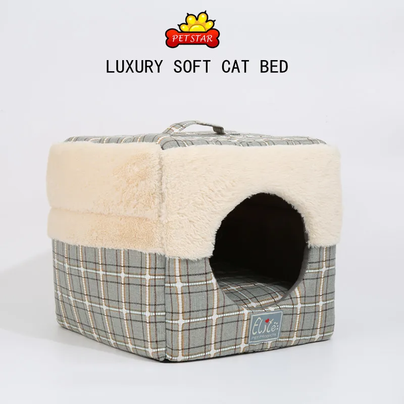 

New pet litter British pet cat house linen skin-friendly breathable detachable foldable cat and dog general cat litter cat house
