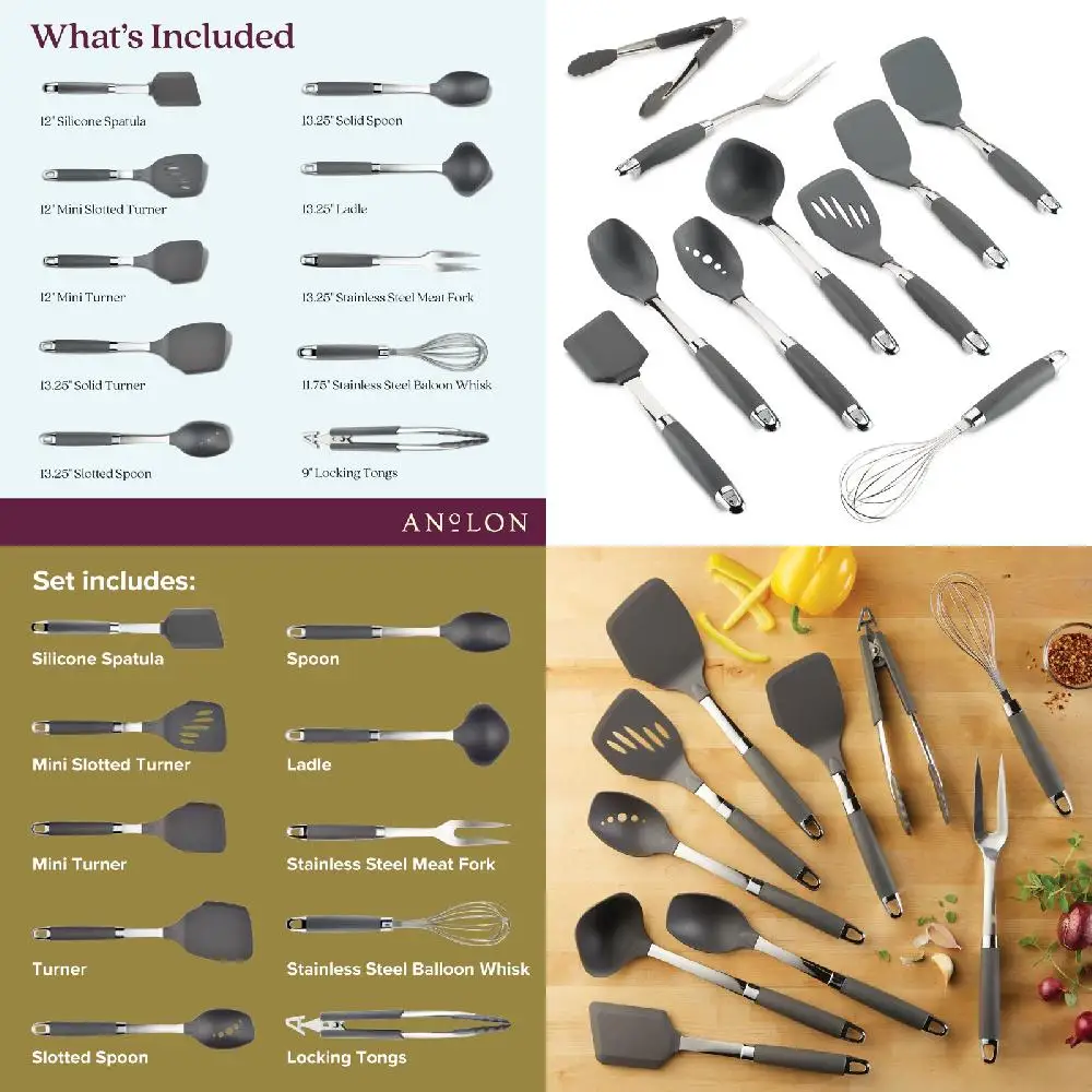 Stylish SureGrip Graphite 10-Piece Nonstick Nylon Kitchen Utensil Set & Gadgets for Daily Use - Cooking Made Easier!
Stylish SureGrip Graphite 10-Piece Nonstick Nylon Kitchen Utensil Set & Gadgets for Daily Use - Cooking Made Easier!