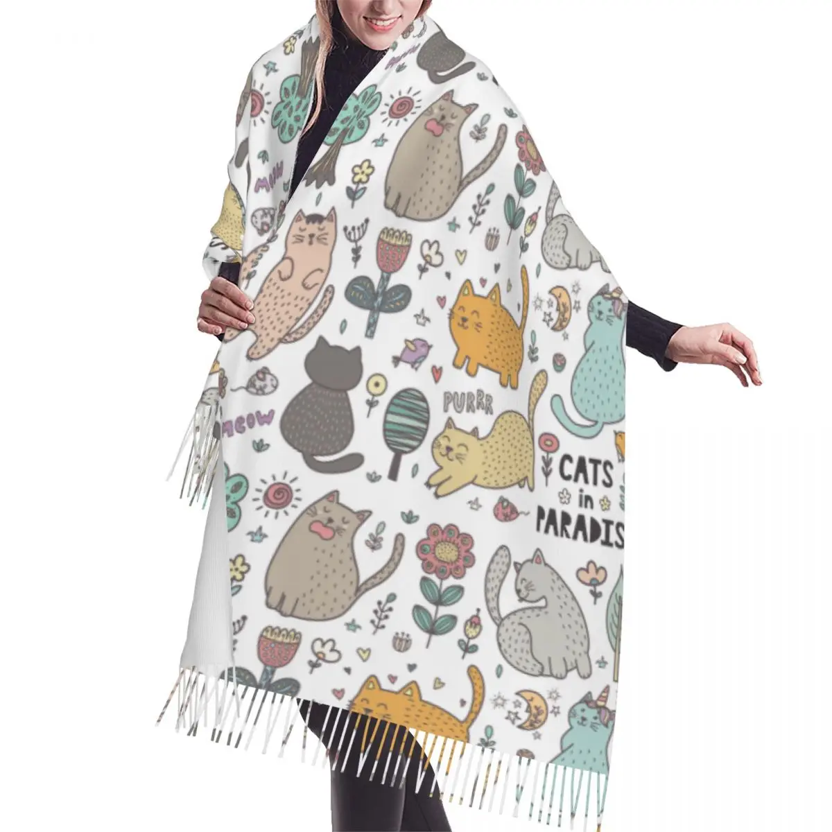 Tassel Scarf Pashmina Winter Warm Shawl Wrap Bufanda Cats Collection With Mouses Birds Trees Flowers And Plants Cashmere Scarves
Tassel Scarf Pashmina Winter Warm Shawl Wrap Bufanda Cats Collection With Mouses Birds Trees Flowers And Plants Cashmere Scarves