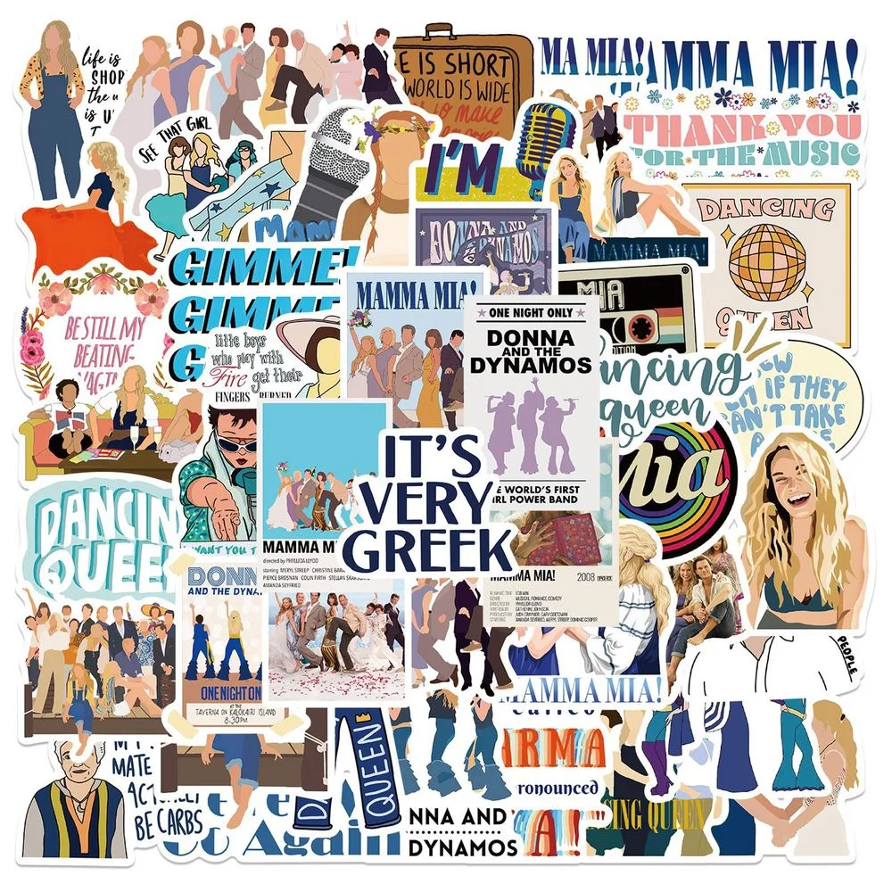 10/50pcs Musical Theater Movie Mamma Mia! Sticker Waterproof for Water Bottle Laptop Scrapbooking Luggage Guitar Skateboard
10/50pcs Musical Theater Movie Mamma Mia! Sticker Waterproof for Water Bottle Laptop Scrapbooking Luggage Guitar Skateboard