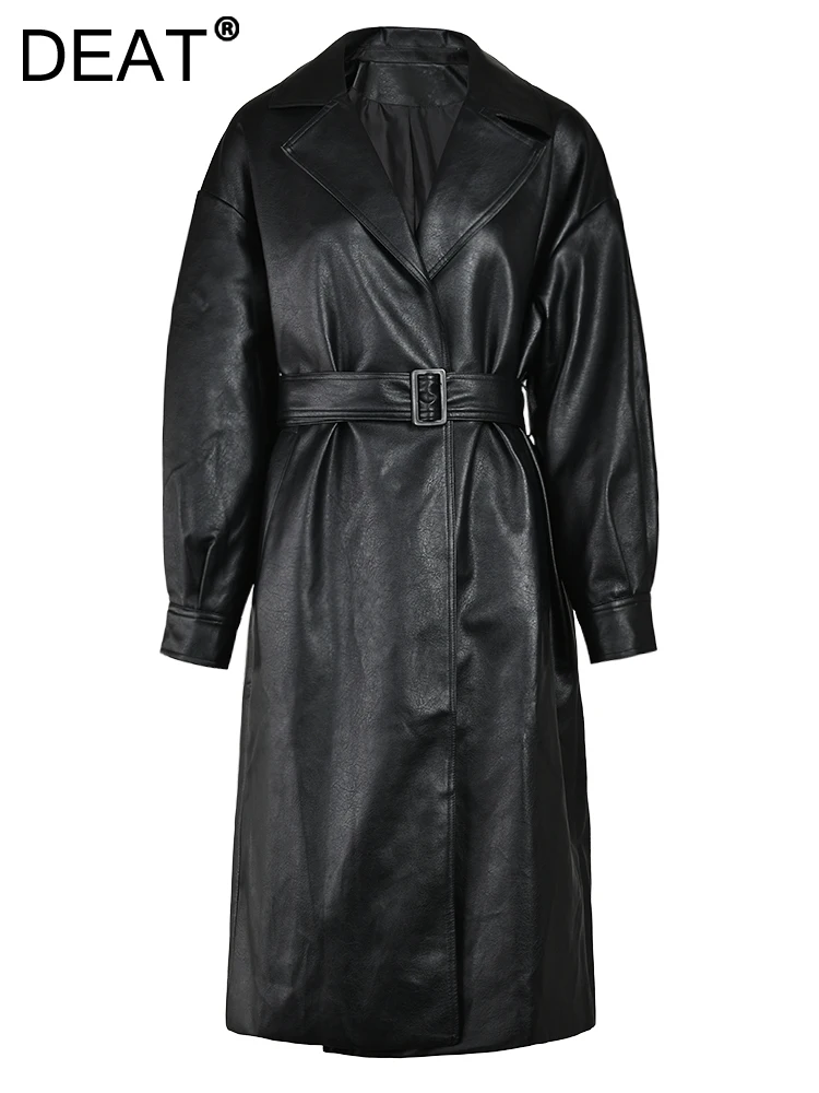 DEAT Fashion Women's PU Leather Trench Notched Collar Belt Full Sleeve Black Suede Windbreak Versatile Autumn 2023 New CP1765
DEAT Fashion Women's PU Leather Trench Notched Collar Belt Full Sleeve Black Suede Windbreak Versatile Autumn 2023 New CP1765