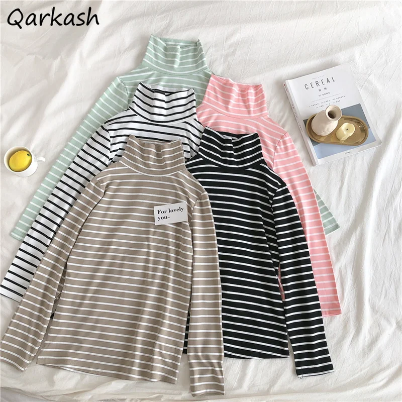 T-shirts Women Ulzzang New Turtleneck Striped Classic Retro Female Sweet Simple All-match Streetwear Long Sleeve Basic Футболка
T-shirts Women Ulzzang New Turtleneck Striped Classic Retro Female Sweet Simple All-match Streetwear Long Sleeve Basic Футболка