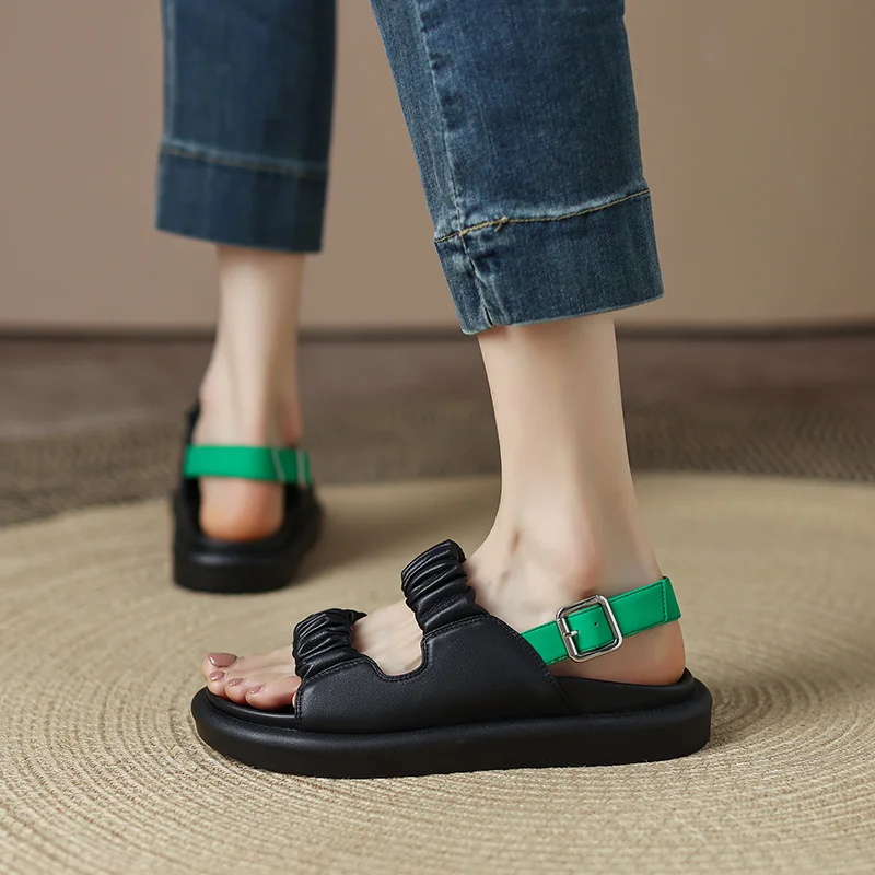 Сандалии женские с открытым носком, открытый носок, плоская подошва, овчина, летние пляжные босоножки, плоская подошва, плиссированная обувь, 3,5 см
Сандалии женские с открытым носком, открытый носок, плоская подошва, овчина, летние пляжные босоножки, плоская подошва, плиссированная обувь, 3,5 см